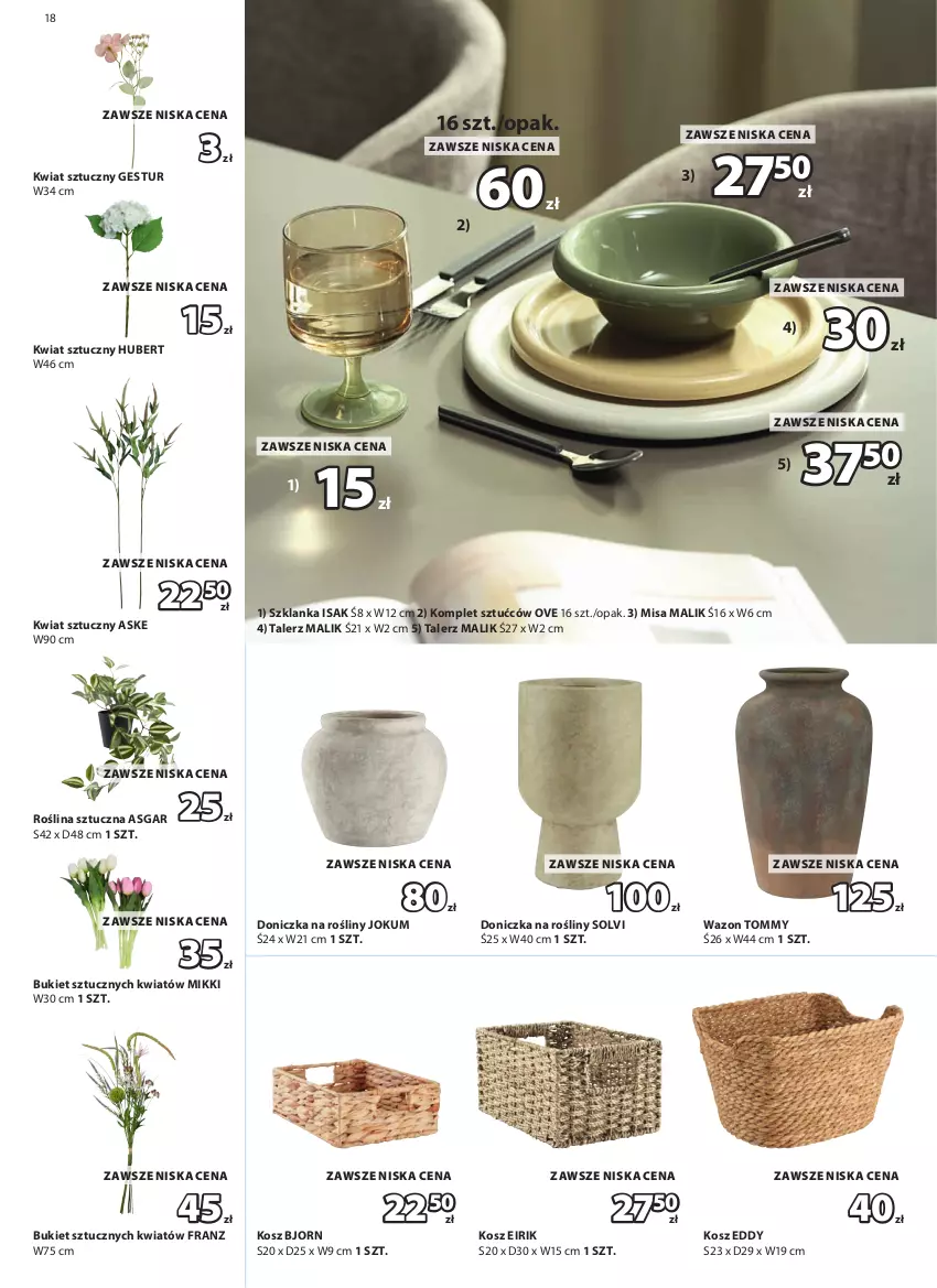 Gazetka promocyjna Jysk - Oferta tygodnia - ważna 21.10 do 08.11.2026 - strona 19 - produkty: Bukiet, Doniczka na rośliny, Kosz, Roślina sztuczna, Szklanka, Talerz, Wazon