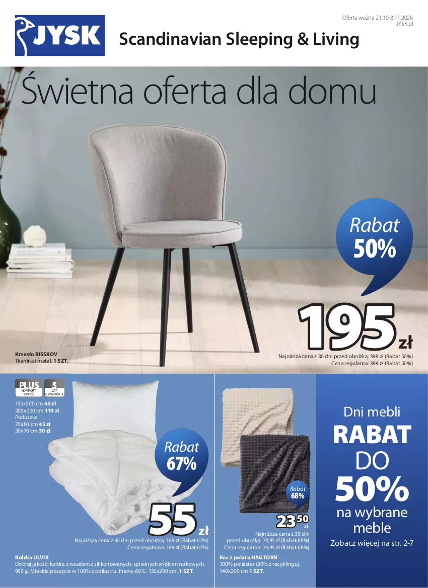 Gazetka promocyjna Jysk - Oferta tygodnia - ważna 21.10 do 08.11.2026 - strona 2 - produkty: Koc, Kołdra, Krzesło, Meble, Poduszka
