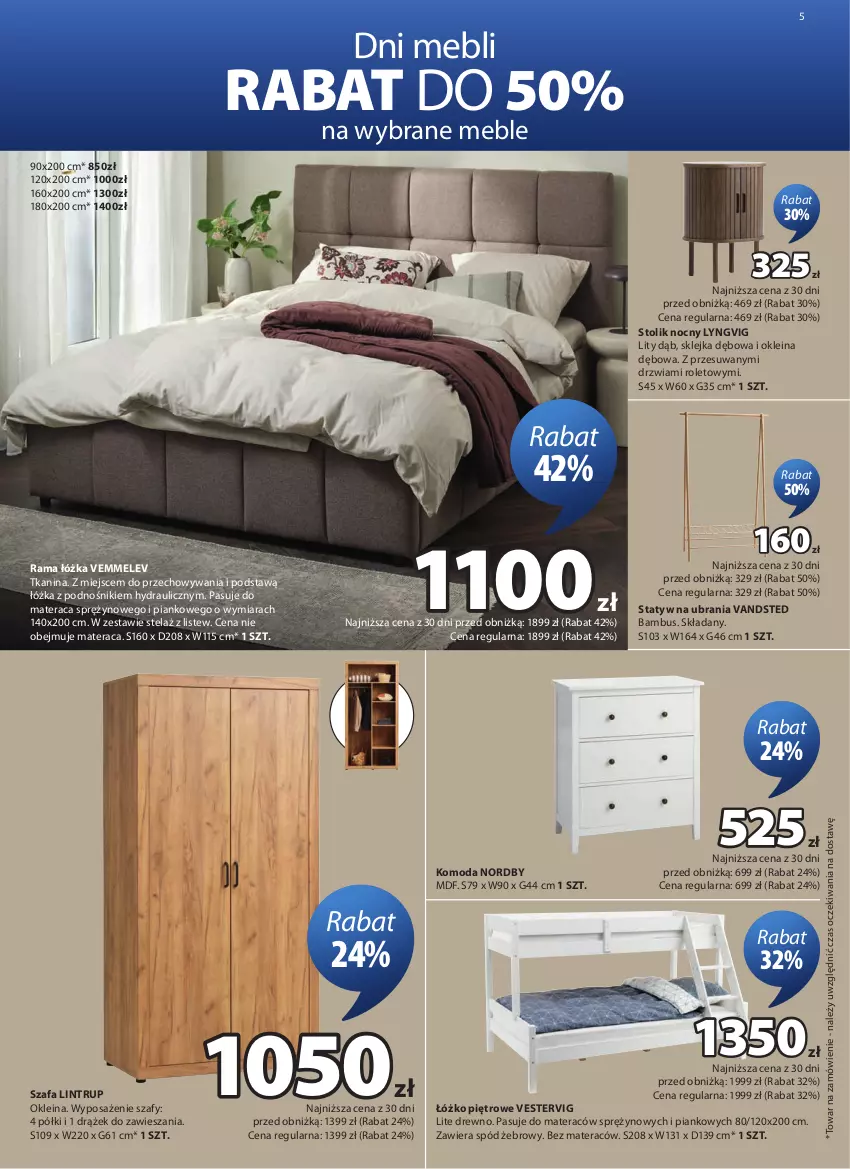 Gazetka promocyjna Jysk - Oferta tygodnia - ważna 21.10 do 08.11.2026 - strona 6 - produkty: Drzwi, Fa, Klej, Komoda, Materac, Meble, Moda, Rama, Rama łóżka, Spód żebrowy, Statyw na ubrania, Stolik, Stolik nocny, Szafa, Tera, Ubrania
