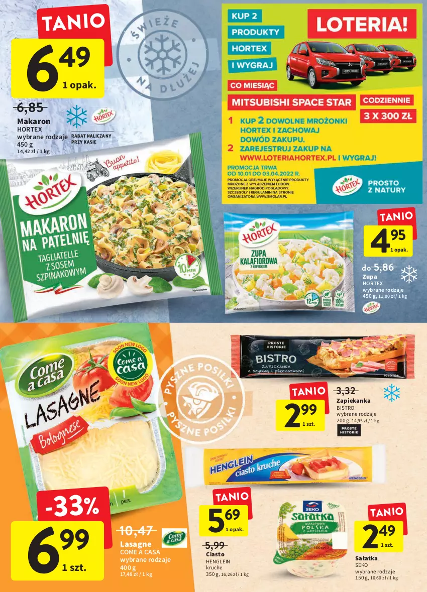 Gazetka promocyjna Intermarche - ważna 17.03 do 23.03.2022 - strona 16 - produkty: Hortex, Lasagne, Makaron, Sałat, Sałatka, SEKO, Zapiekanka, Zupa