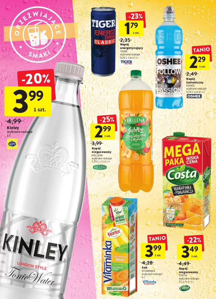 Gazetka promocyjna Intermarche - ważna 17.03 do 23.03.2022 - strona 30 - produkty: Hellena, Inka, Napój, Napój izotoniczny, Napój niegazowany, Oshee, Sok, Tiger