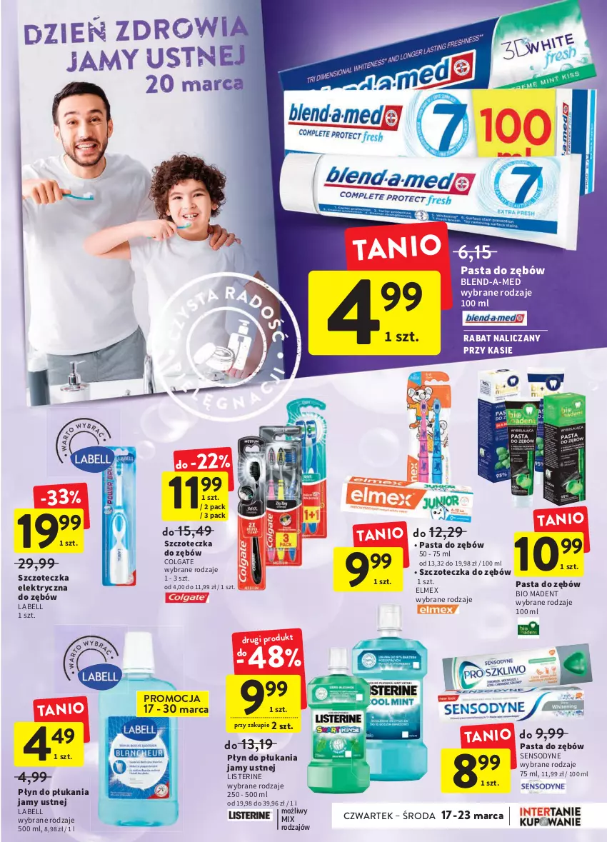 Gazetka promocyjna Intermarche - ważna 17.03 do 23.03.2022 - strona 33 - produkty: Bell, Blend-a-Med, Colgate, Elmex, LG, Listerine, Pasta do zębów, Płyn do płukania, Płyn do płukania jamy ustnej, Sensodyne, Szczoteczka, Szczoteczka do zębów