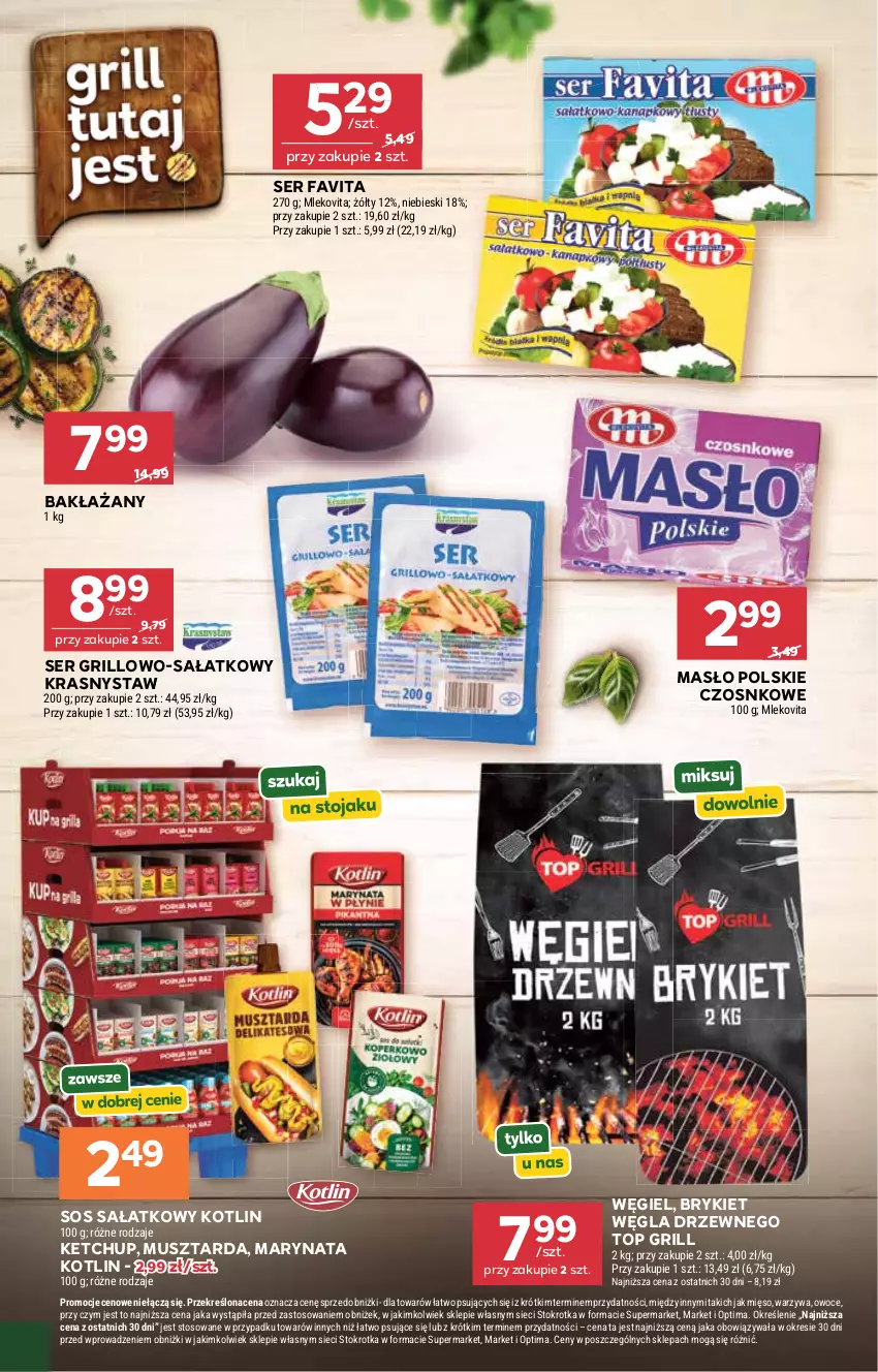 Gazetka promocyjna Stokrotka - Supermarket - ważna 29.04 do 06.05.2026 - strona 10 - produkty: Fa, Favita, Grill, Ketchup, Kotlin, Masło, Mięso, Mleko, Mlekovita, Mus, Musztarda, Optima, Owoce, Sałat, Ser, Sos, Top, Warzywa