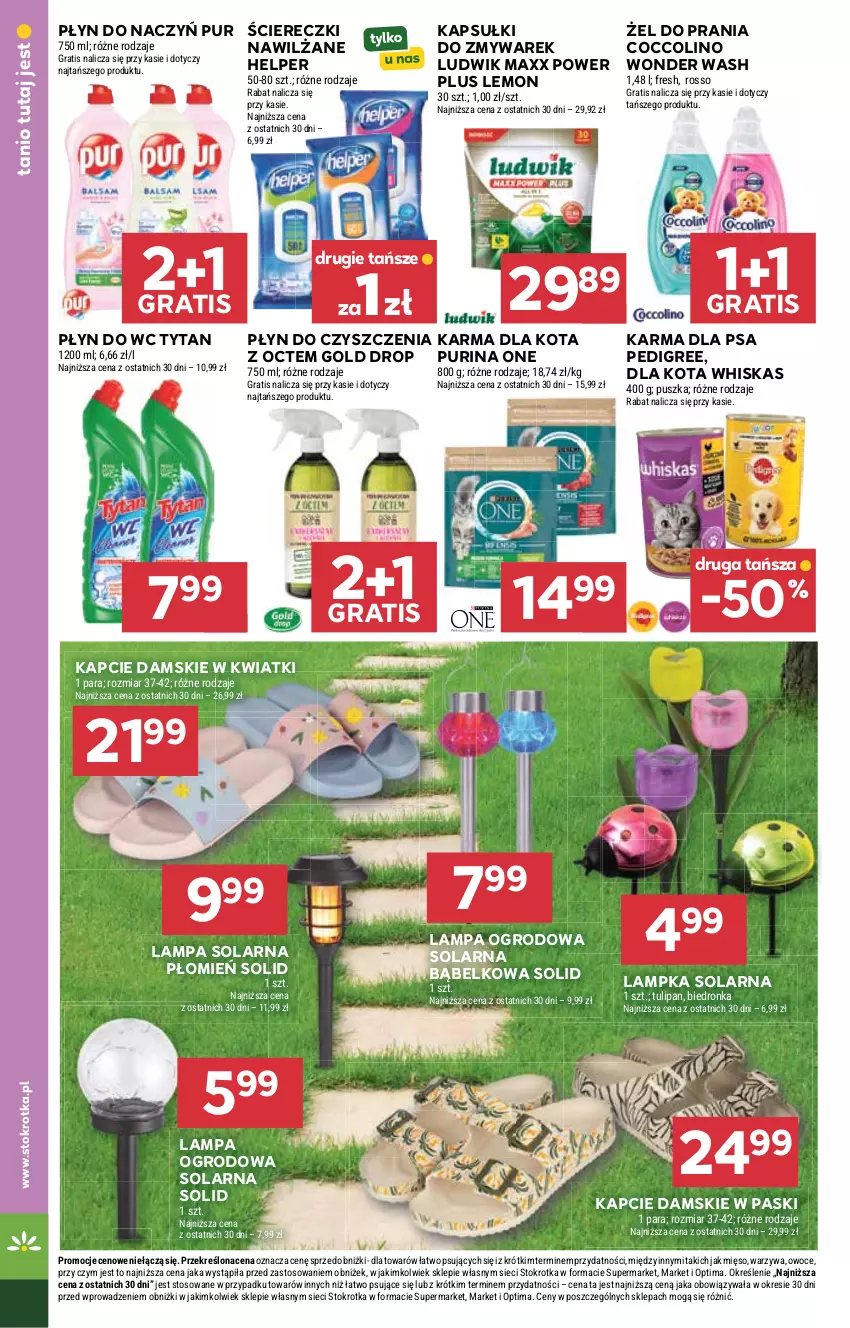 Gazetka promocyjna Stokrotka - Supermarket - ważna 29.04 do 06.05.2026 - strona 32 - produkty: Coccolino, Gra, Kapcie, Lampa, Ludwik, Mięso, Optima, Owoce, Pedigree, Płyn do wc, Pur, Purina, Tulipan, Tytan, Warzywa, Whiskas