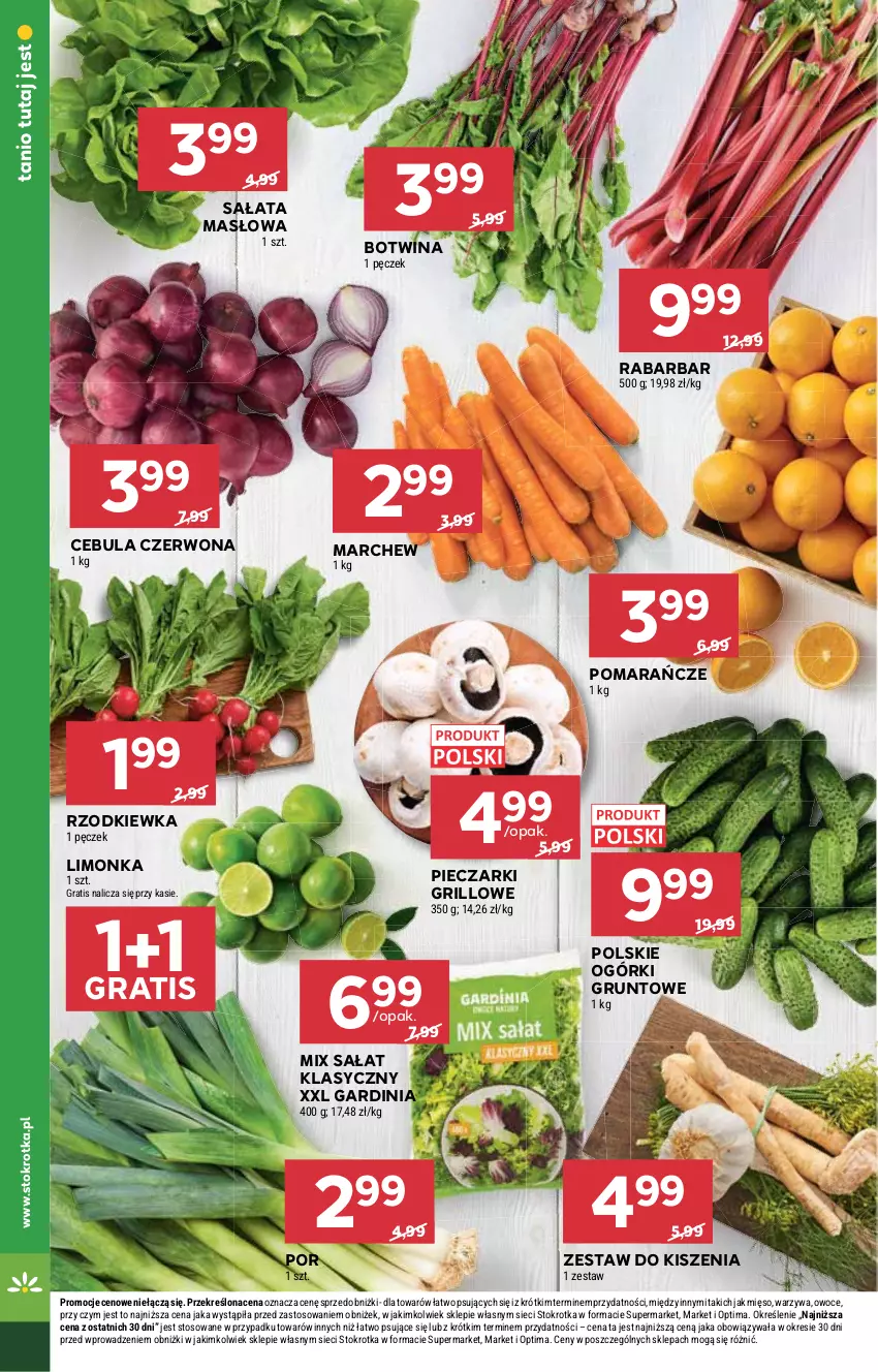 Gazetka promocyjna Stokrotka - Supermarket - ważna 29.04 do 06.05.2026 - strona 6 - produkty: Cebula, Cebula czerwona, Gra, Grill, Grunt, Limonka, Masło, Mięso, Optima, Owoce, Piec, Pomarańcze, Por, Rzodkiewka, Sałat, Sałata masłowa, Warzywa