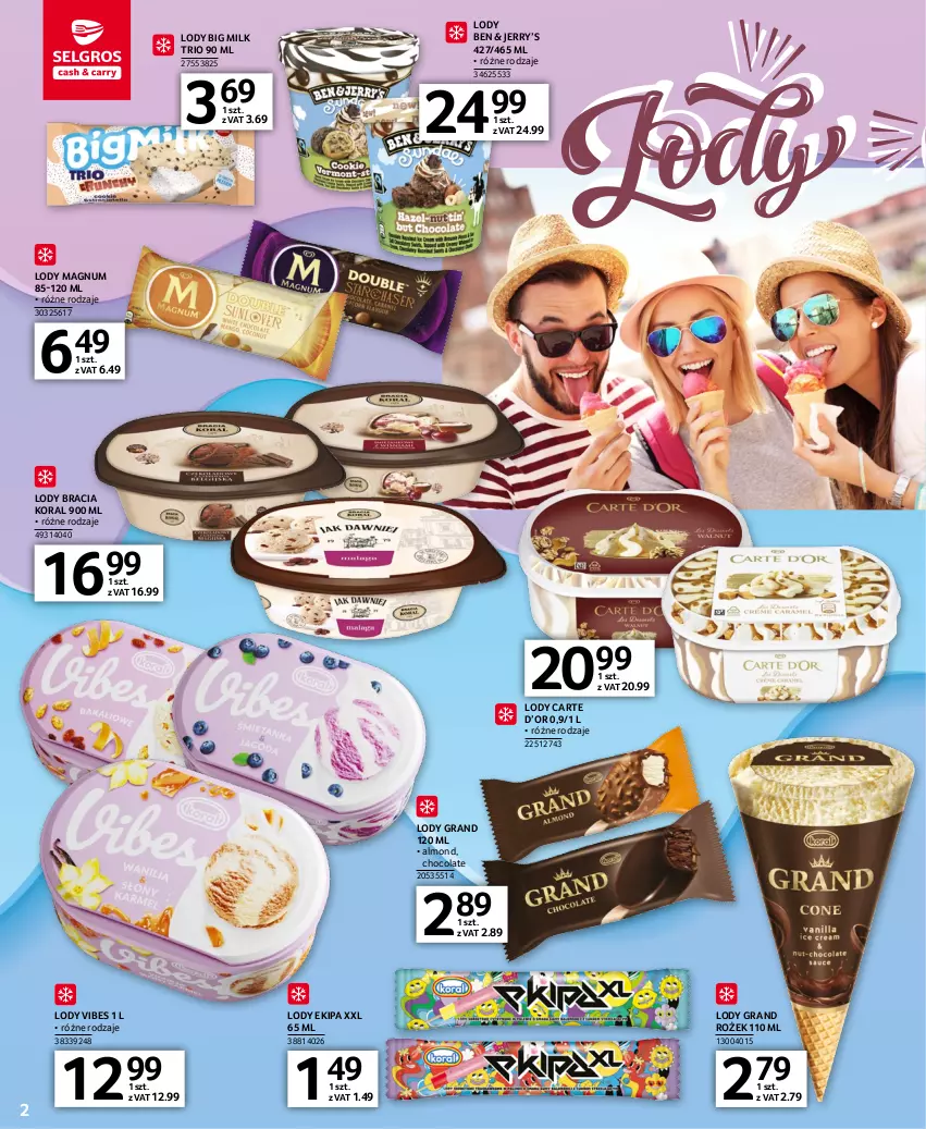 Gazetka promocyjna Selgros - Oferta spożywcza - ważna 20.04 do 02.05.2023 - strona 2 - produkty: Big Milk, Gra, Lody