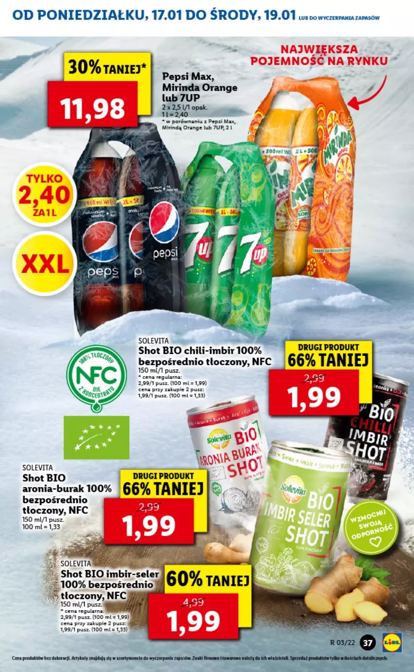 Gazetka promocyjna Lidl - GAZETKA - ważna 17.01 do 19.01.2022 - strona 37 - produkty: Aronia, Imbir, Mirinda, Pepsi, Pepsi max, Por