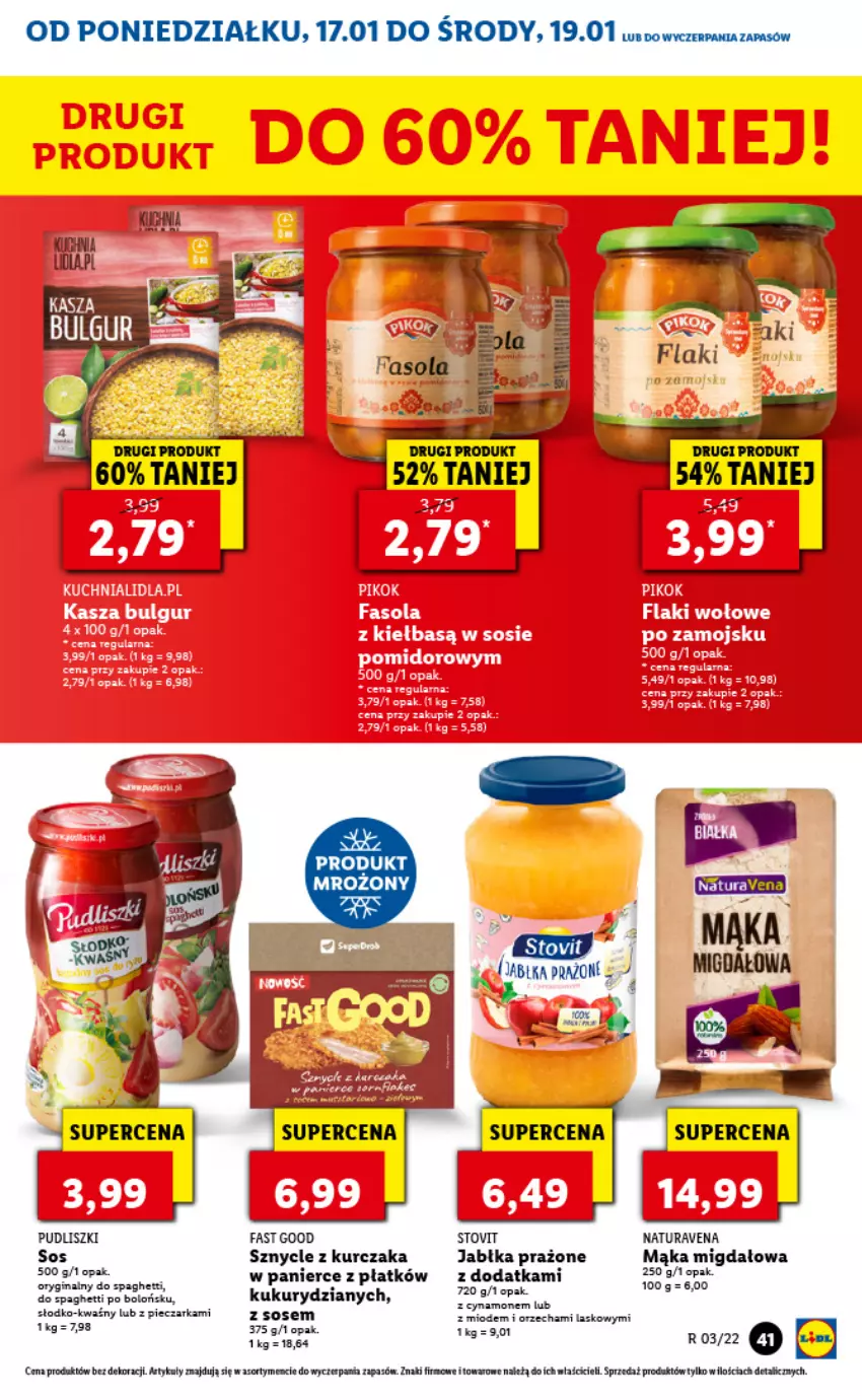 Gazetka promocyjna Lidl - GAZETKA - ważna 17.01 do 19.01.2022 - strona 41 - produkty: Fa, Jabłka, Jabłka prażone, Kurczak, Mąka, Piec, Pieczarka, Pudliszki, Sos