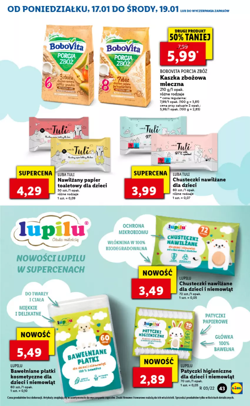 Gazetka promocyjna Lidl - GAZETKA - ważna 17.01 do 19.01.2022 - strona 43 - produkty: Chusteczki, Dzieci, Gra, Nawilżany papier, Papier, Papier toaletowy, Por, Wełna