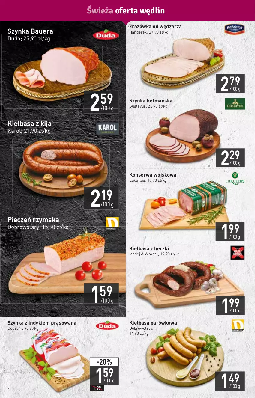 Gazetka promocyjna Stokrotka - Market - ważna 27.01 do 02.02.2022 - strona 2 - produkty: Duda, HP, Kiełbasa, Piec, Pieczeń rzymska, Ser, Szynka