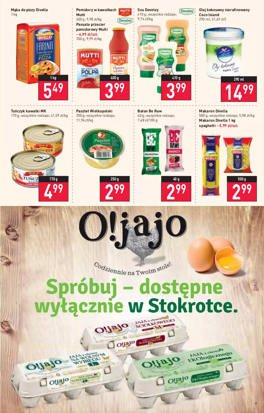 Gazetka promocyjna Stokrotka - Supermarket - ważna 03.02 do 09.02.2022 - strona 9 - produkty: Baton, Isla, Kawa, Kokos, Mąka, Mąka do pizzy, Makaron, Olej, Olej kokosowy, Pasztet, Pomidory, Pomidory w kawałkach, Sos, Spaghetti, Tuńczyk