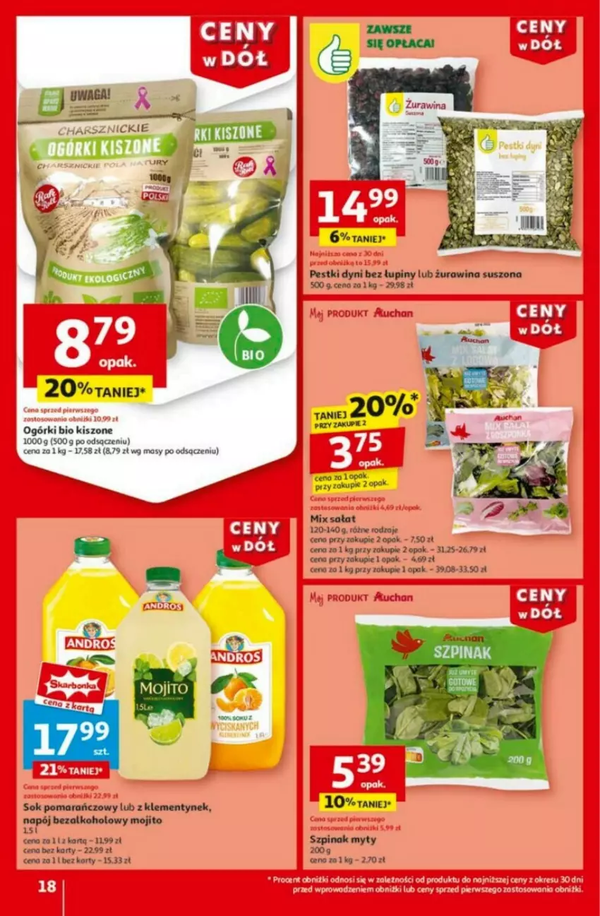 Gazetka promocyjna Auchan - ważna 23.01 do 29.01.2025 - strona 13 - produkty: Fa, Napój, Napój bezalkoholowy, Obraz, Pestki dyni, Sałat, Sok, Sok pomarańczowy