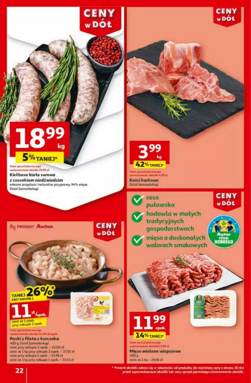 Gazetka promocyjna Auchan - ważna 23.01 do 29.01.2025 - strona 17 - produkty: Kiełbasa, Kiełbasa biała, Kurczak, Mięso, Mięso mielone, NBA, Przyprawy