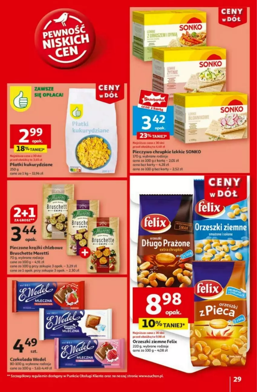 Gazetka promocyjna Auchan - ważna 23.01 do 29.01.2025 - strona 25 - produkty: Bruschette, Chrupki, Czekolada, Fa, Felix, Orzeszki, Orzeszki ziemne, Piec, Pieczywo, Pieczywo chrupkie, Sonko