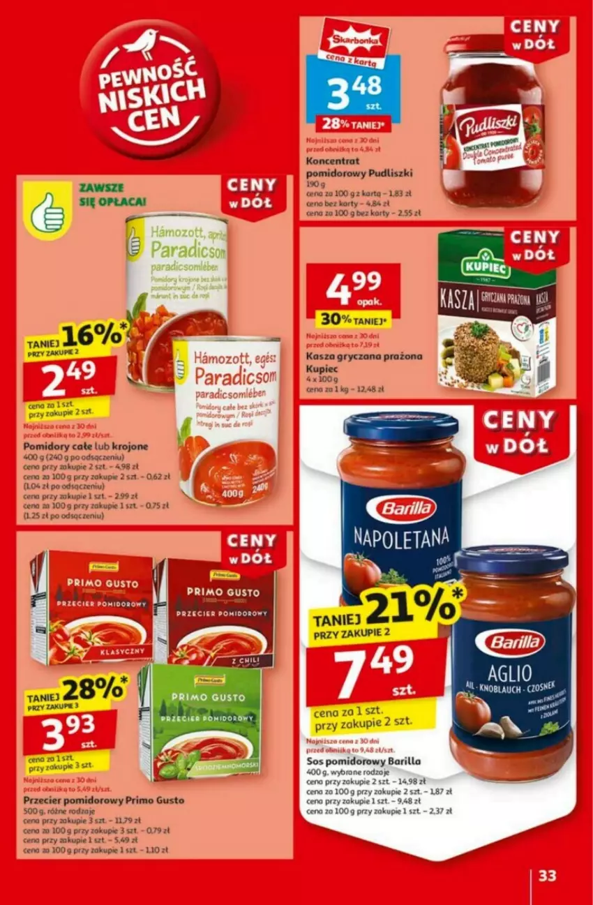 Gazetka promocyjna Auchan - ważna 23.01 do 29.01.2025 - strona 29 - produkty: Barilla, Gry, Kasza, Kasza gryczana, Koncentrat pomidorowy, Kupiec, Piec, Pomidory, Pudliszki, Ser, Sos, Sos pomidorowy