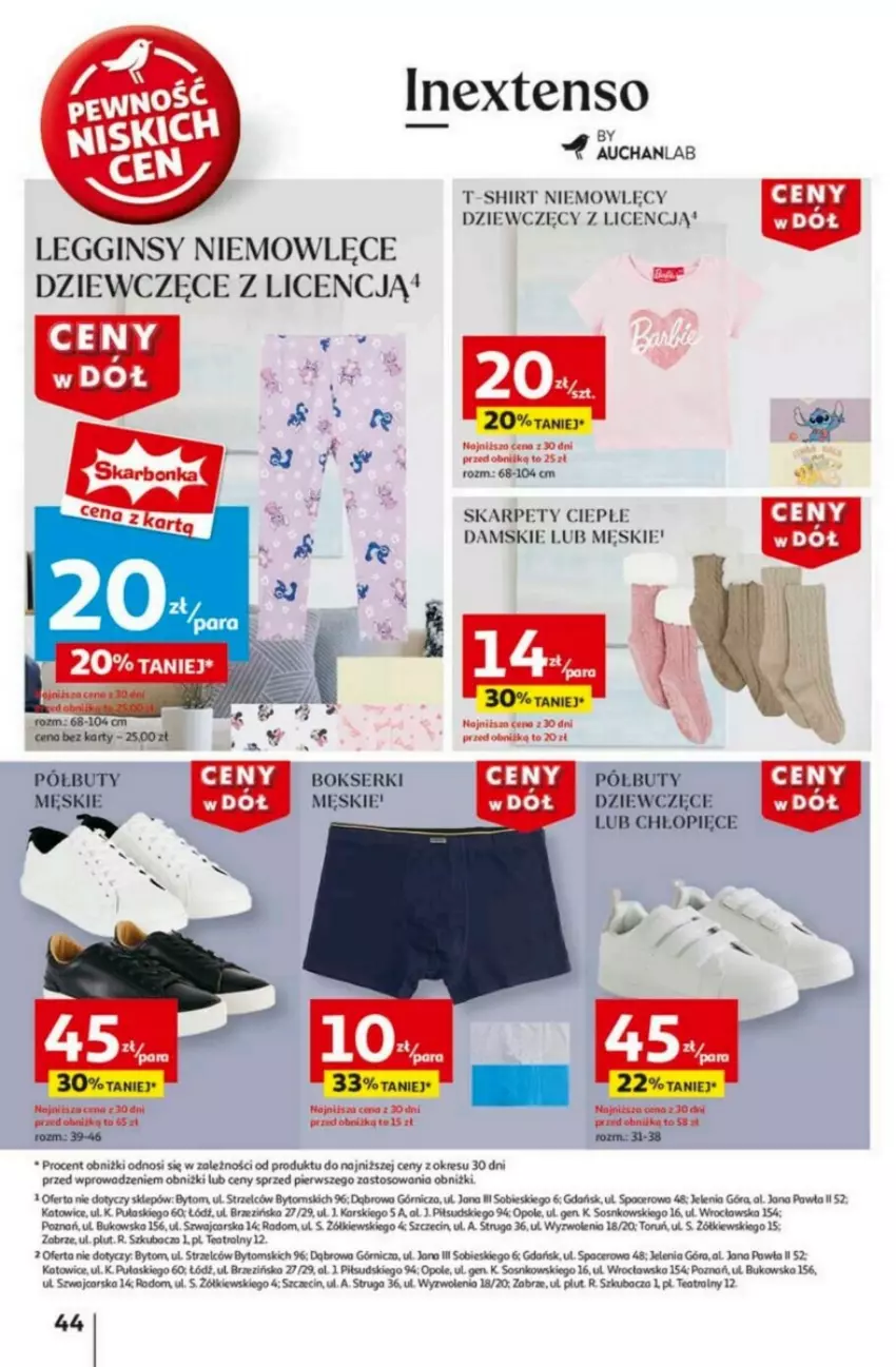 Gazetka promocyjna Auchan - ważna 23.01 do 29.01.2025 - strona 48 - produkty: Acer, Bokserki, Buty, Cars, Gin, Karp, Legginsy, Półbuty, Ser, Sos, T-shirt