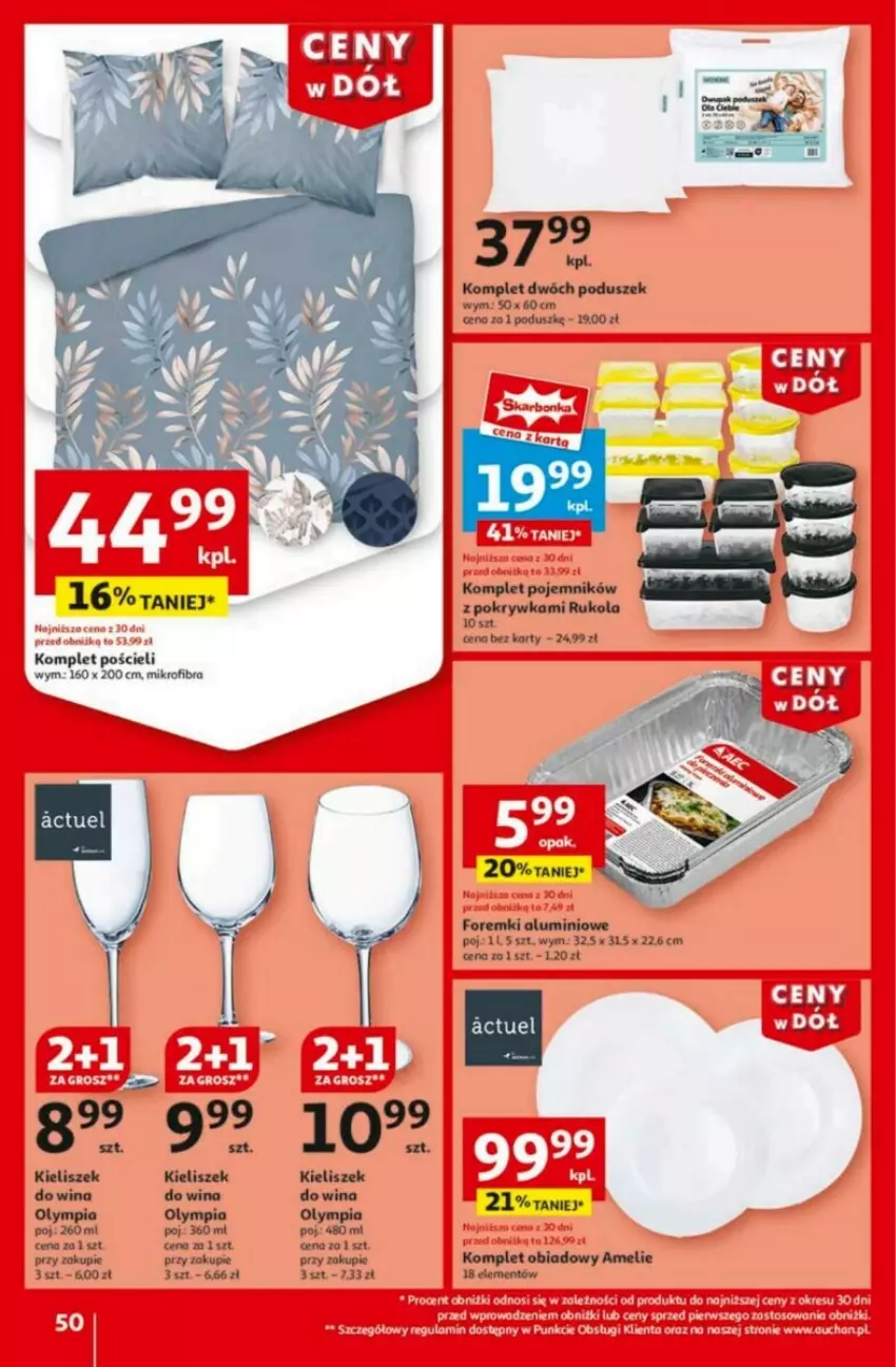 Gazetka promocyjna Auchan - ważna 23.01 do 29.01.2025 - strona 54 - produkty: Fa, Foremki, Kieliszek, Komplet obiadowy, Komplet pościeli, Pościel