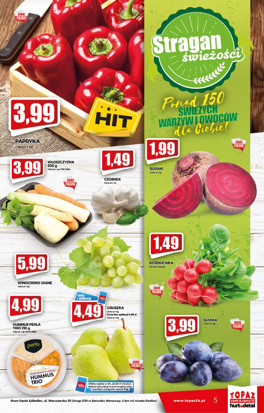Gazetka promocyjna Topaz - Gazetka - ważna 26.08 do 01.09.2021 - strona 5 - produkty: Hummus, Mus, Top, Wino
