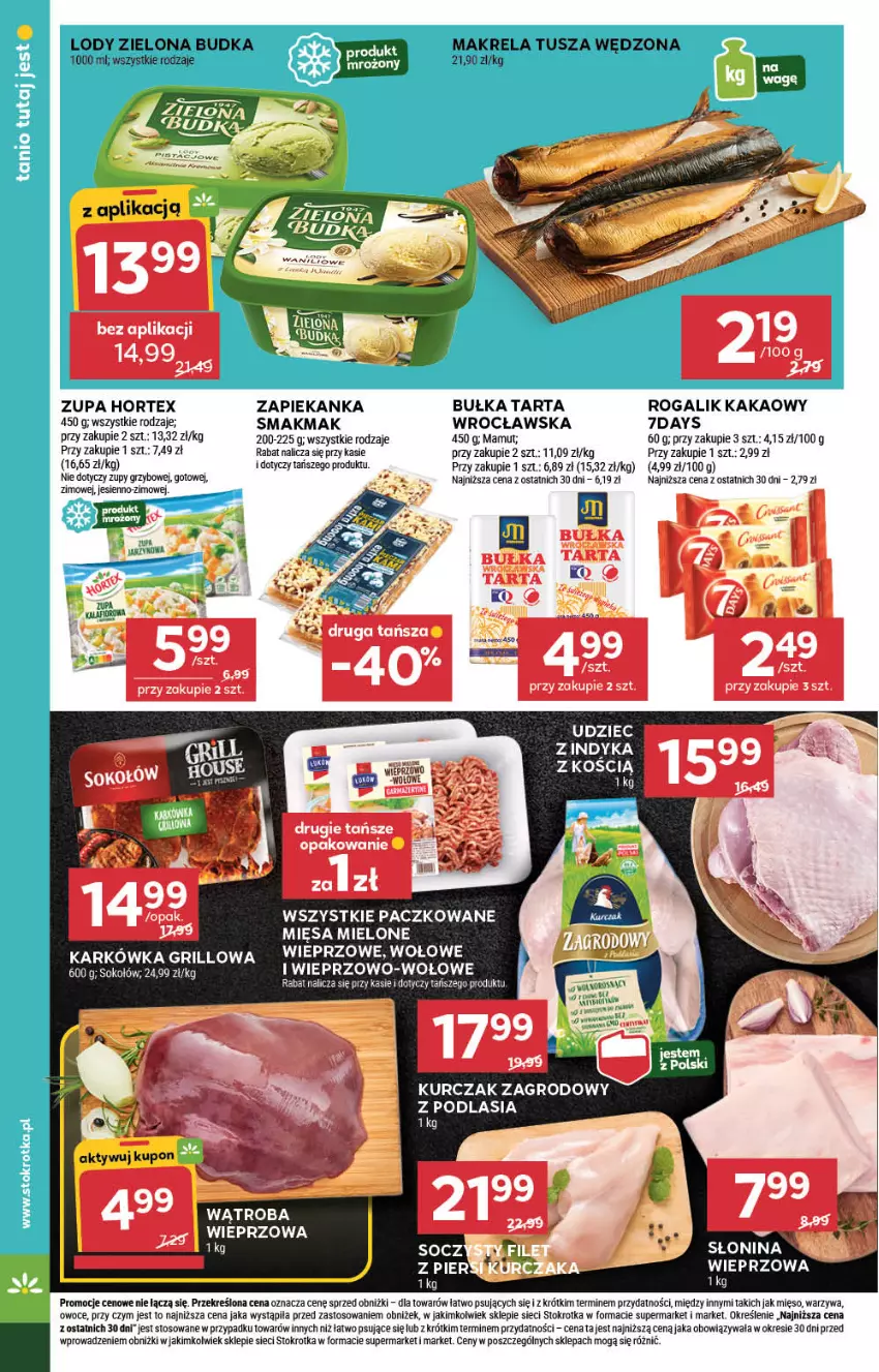 Gazetka promocyjna Stokrotka - Market - ważna 26.06 do 02.07.2025 - strona 10 - produkty: Bułka, Bułka tarta, Feta, Grill, Hortex, Kakao, Kurczak, LG, Lody, Mięso, Owoce, Rogal, Sok, Sokołów, Tarta, Tusz, Warzywa, Zapiekanka, Zielona Budka, Zupa