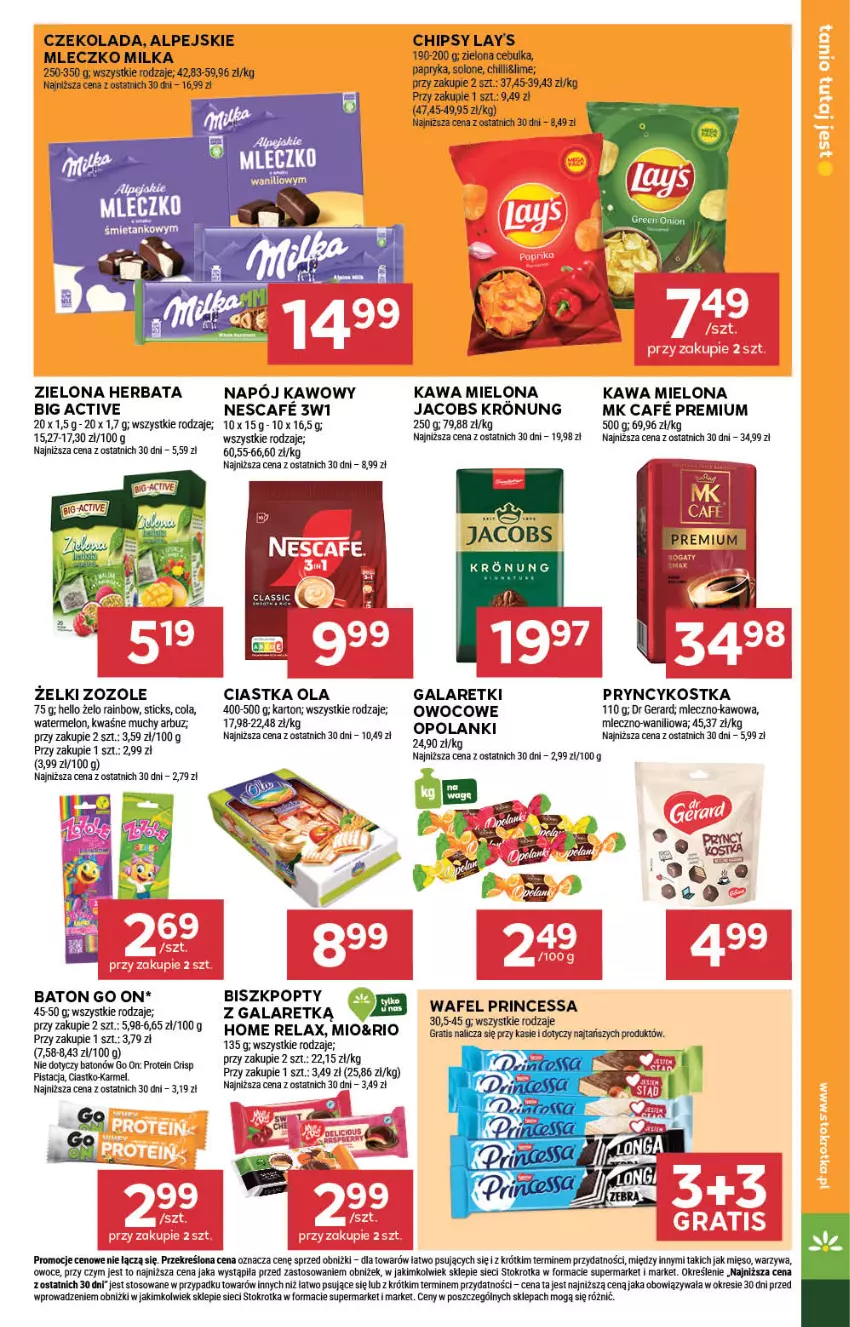 Gazetka promocyjna Stokrotka - Market - ważna 26.06 do 02.07.2025 - strona 13 - produkty: Arbuz, Baton, Chipsy, Ciastka, Czekolada, Dr Gerard, Gala, Galaretki, Gra, Herbata, Jacobs, Kawa, Kawa mielona, Melon, Mięso, Milka, Mleczko, Napój, Owoce, Papryka, Princessa, Warzywa