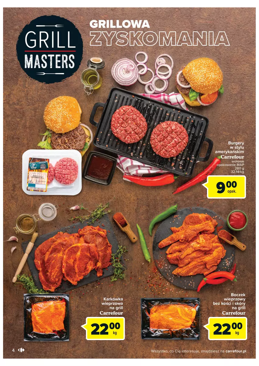 Gazetka promocyjna Carrefour - Gazetka Targ świeżości - ważna 12.07 do 18.07.2022 - strona 4 - produkty: Boczek, Burger, Grill