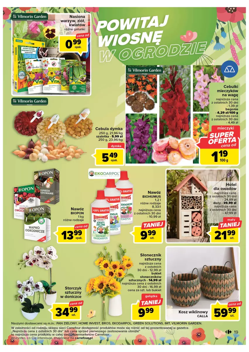 Gazetka promocyjna Carrefour - Gazetka Carrefour - ważna 07.03 do 18.03.2023 - strona 21 - produkty: Biohumus, Bukiet, Kosz, Miecz, Mus, Nawóz, Storczyk, Szal