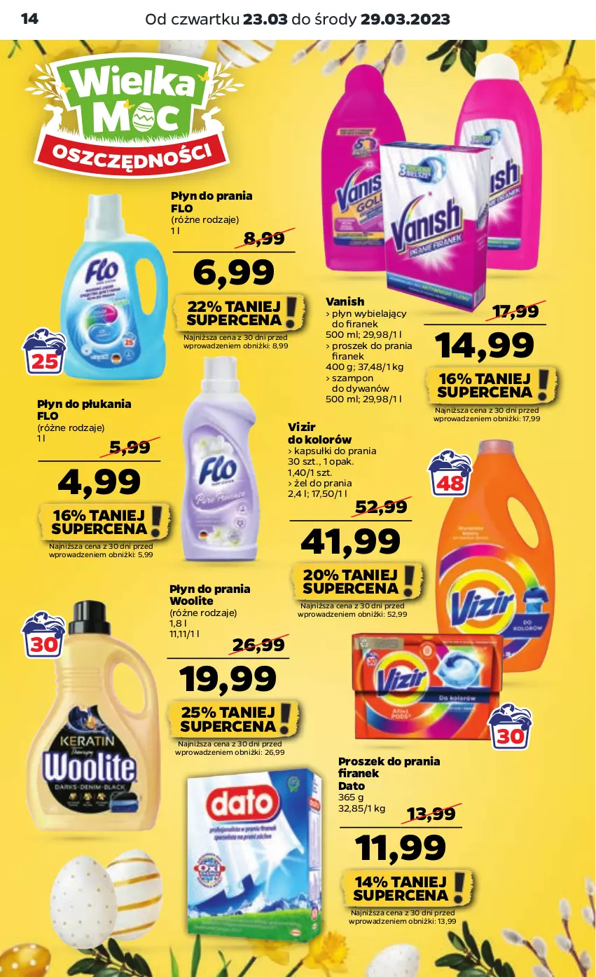 Gazetka promocyjna Netto - Artykuły spożywcze - ważna 23.03 do 29.03.2023 - strona 14 - produkty: Dywan, Kapsułki do prania, Płyn do płukania, Płyn do prania, Proszek do prania, Szampon, Vanish, Vizir, Woolite