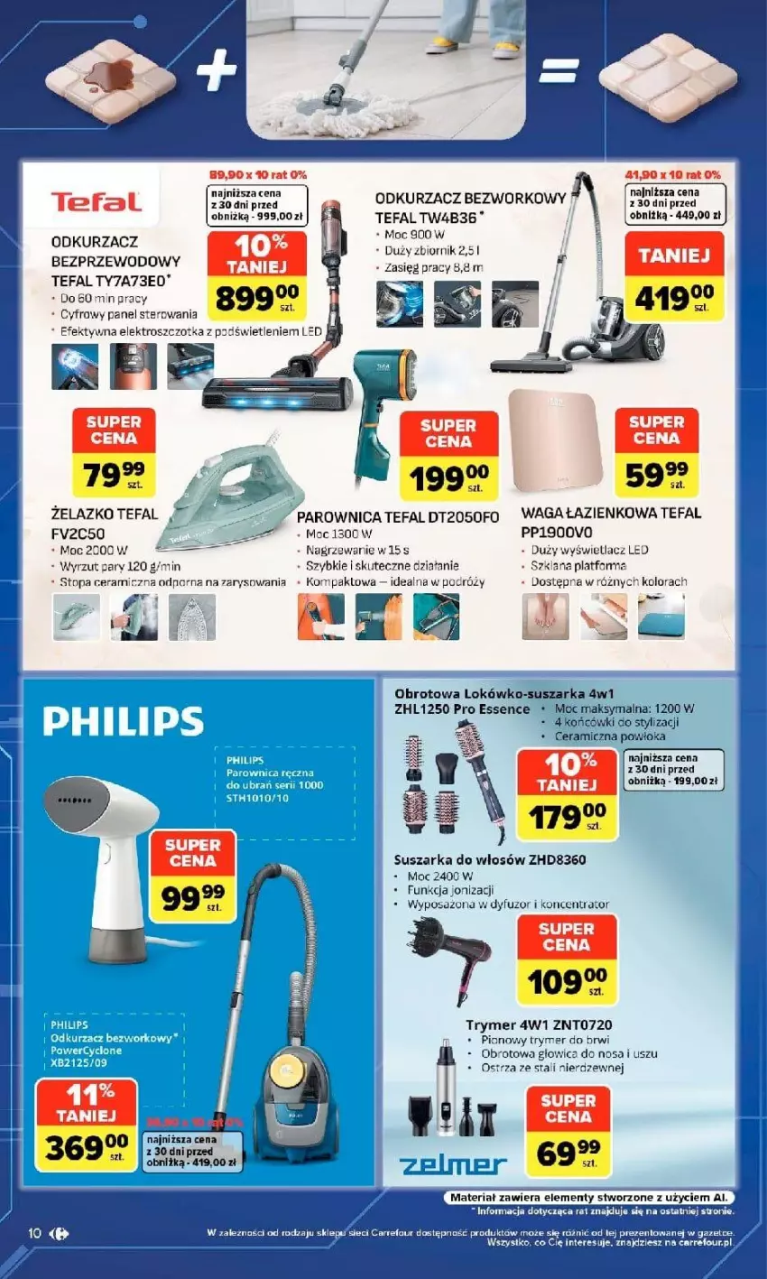 Gazetka promocyjna Carrefour - Gazetka w SUMIE multimedia dla każdego - ważna 21.09 do 10.10.2026 - strona 10 - produkty: Fa, LANA, Odkurzacz, Parownica, Philips, Suszarka, Tefal, Top, Waga
