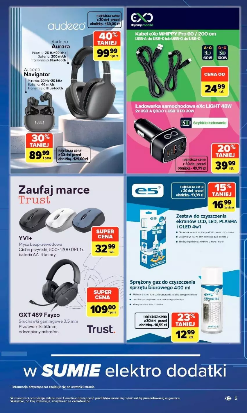 Gazetka promocyjna Carrefour - Gazetka w SUMIE multimedia dla każdego - ważna 21.09 do 10.10.2026 - strona 5 - produkty: Bateria, Biuro, Fa, Mikrofon, Mysz, Mysz bezprzewodowa, Rust, Słuchawki, Słuchawki gamingowe, Tran