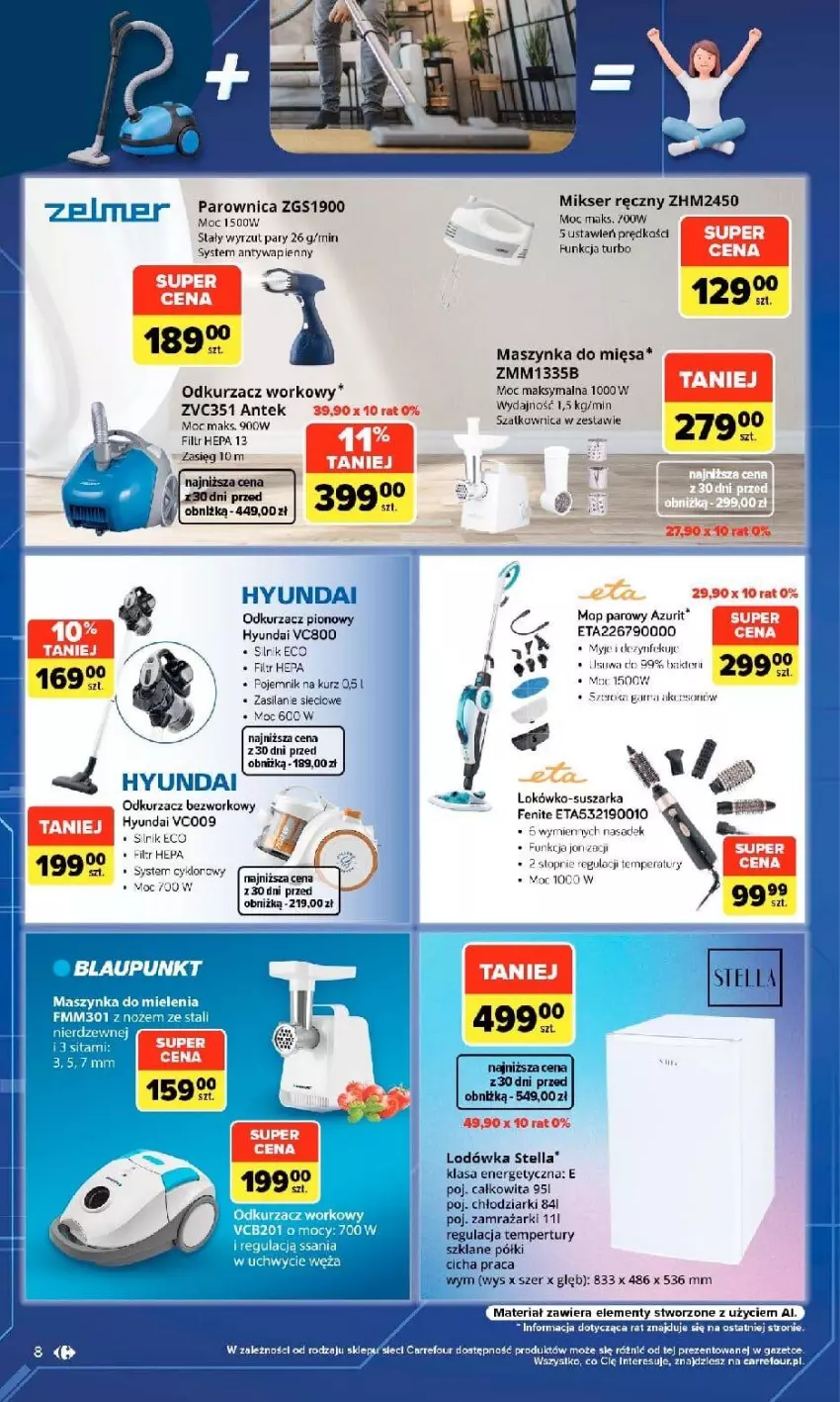 Gazetka promocyjna Carrefour - Gazetka w SUMIE multimedia dla każdego - ważna 21.09 do 10.10.2026 - strona 8 - produkty: Fa, Lodówka, Maszynka, Mikser, Mikser ręczny, Odkurzacz, Parownica, Pojemnik, Ser, Silan, Suszarka, Szynka, Top