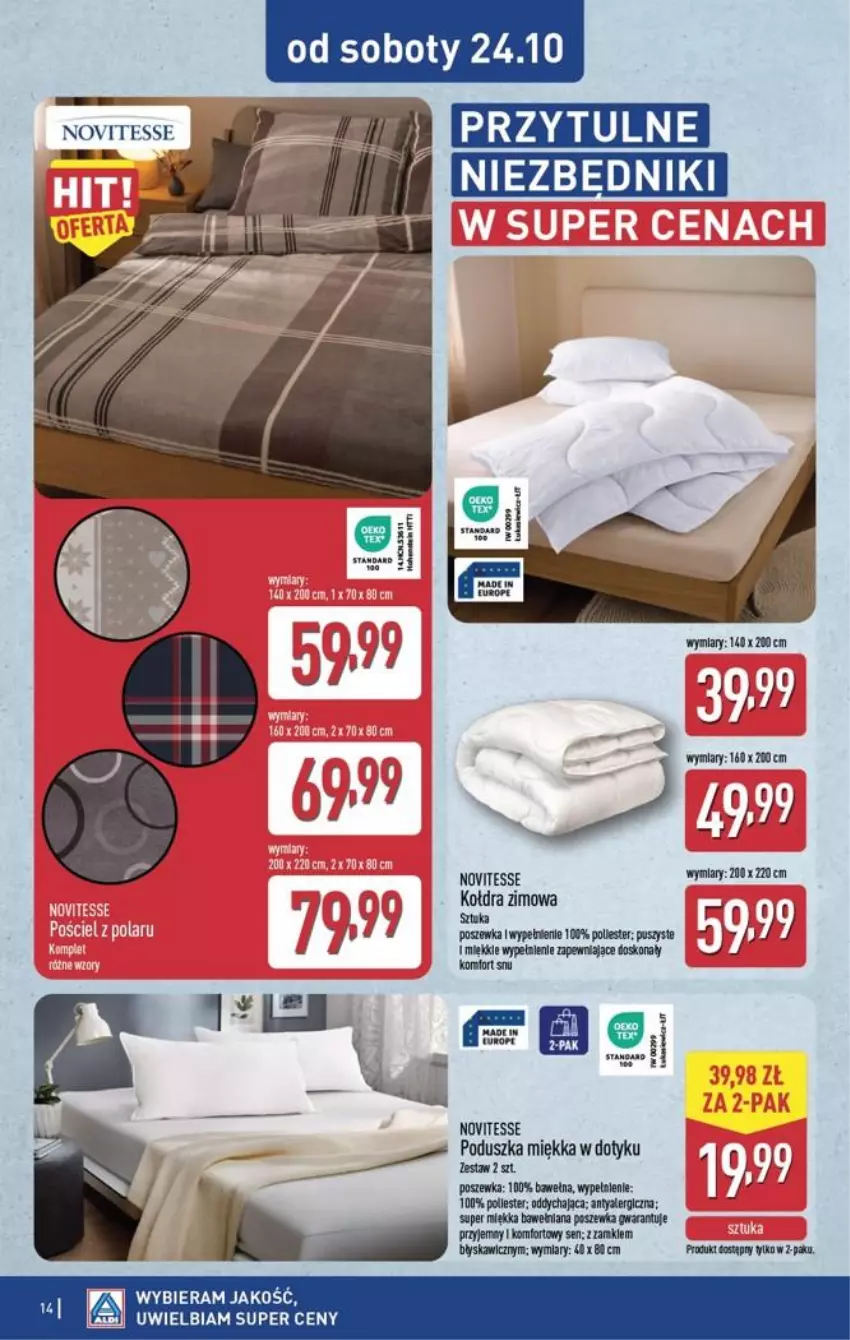 Gazetka promocyjna Aldi - Przygotuj się na kolejny tydzień! - ważna 21.10 do 24.10.2026 - strona 14 - produkty: Kołdra, Poduszka, Poszewka