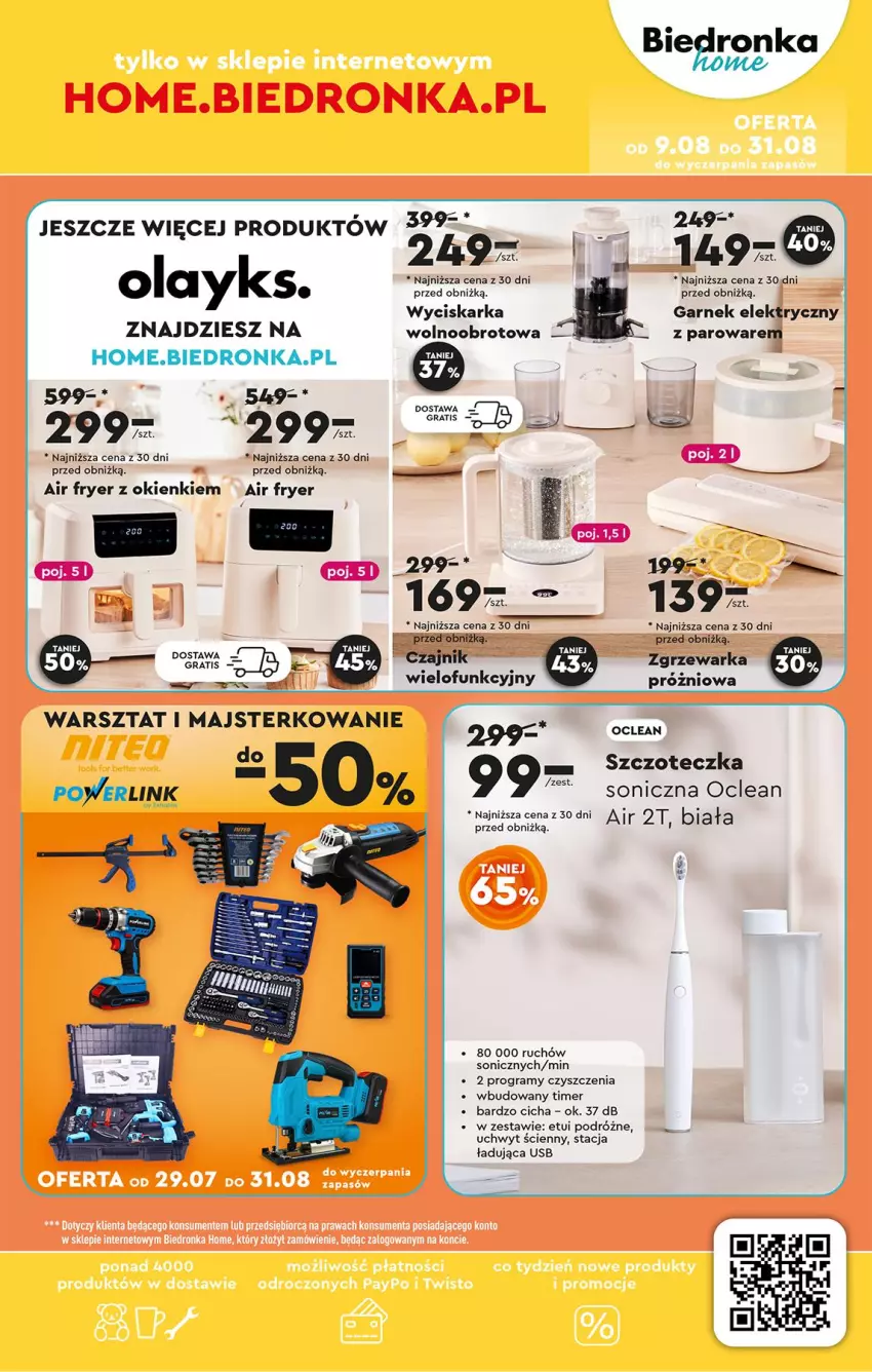 Gazetka promocyjna Biedronka - Home - ważna 09.08 do 28.09.2025 - strona 3 - produkty: Czajnik, Garnek, Gra, LG, Szczoteczka, Warka, Wyciskarka