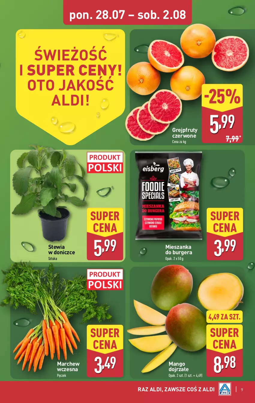 Gazetka promocyjna Aldi - Oferta weekendowa - ważna 31.07 do 02.08.2025 - strona 9 - produkty: Burger, Grejpfrut, Mango