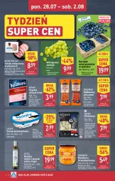 Gazetka promocyjna Aldi - Oferta weekendowa - Gazetka - ważna od 02.08 do 02.08.2025 - strona 2 - produkty: Piec, Kurczak, Krakus, Ser, Por, Gin, Gra, Mięsne specjały, Produkty mrożone, Szynka, Konfitura, Tarczyński, Serek, Schab wieprzowy, Winogrona, Sport, Oliwa z oliwek, Kabanos, Wino, Fa, Oliwa