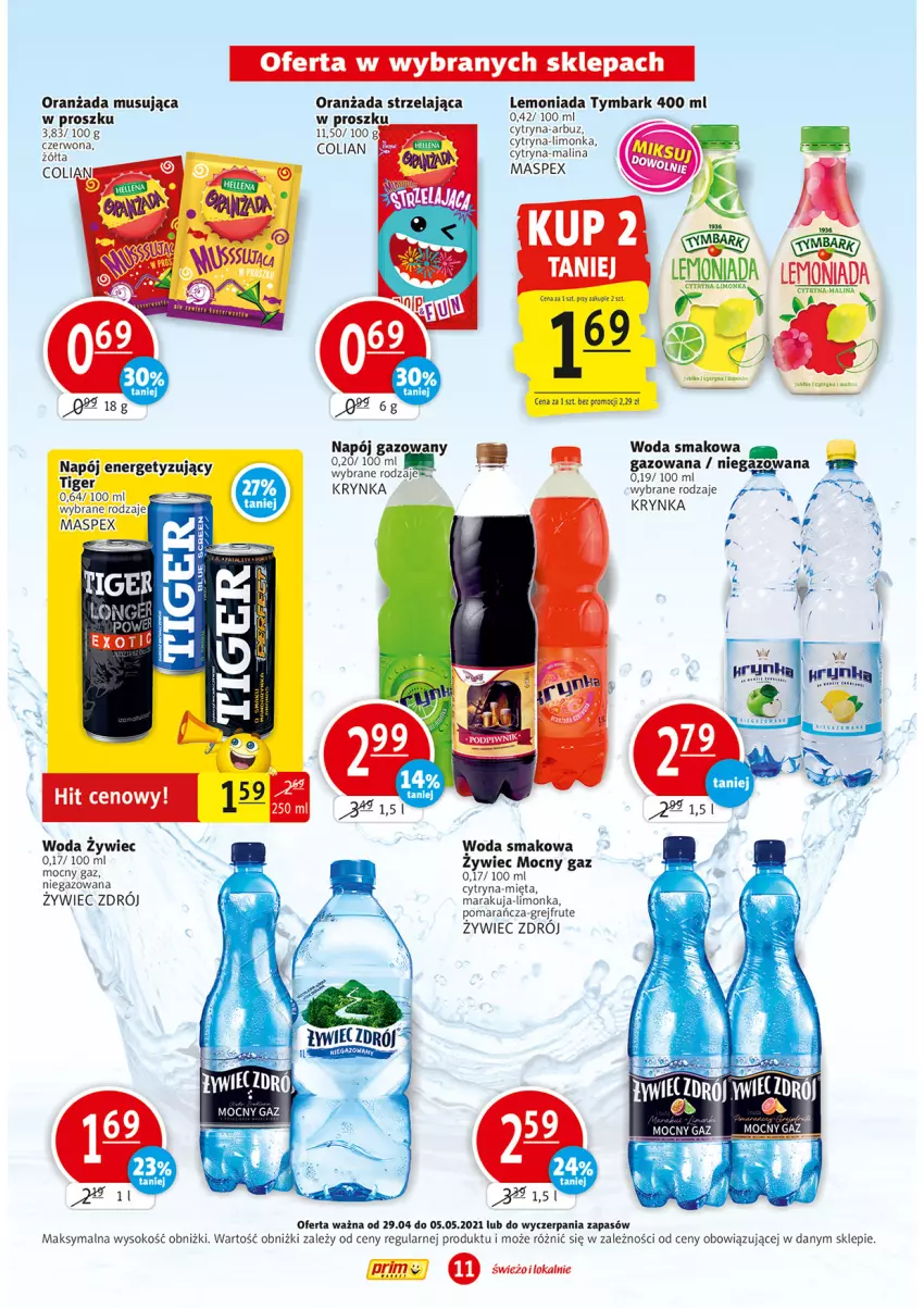 Gazetka promocyjna Prim Market - Gazetka - ważna 29.04 do 05.05.2021 - strona 11 - produkty: Arbuz, Lemoniada, Limonka, Mięta, Mus, Napój, Oranżada, Ser, Sok, Tymbark, Woda