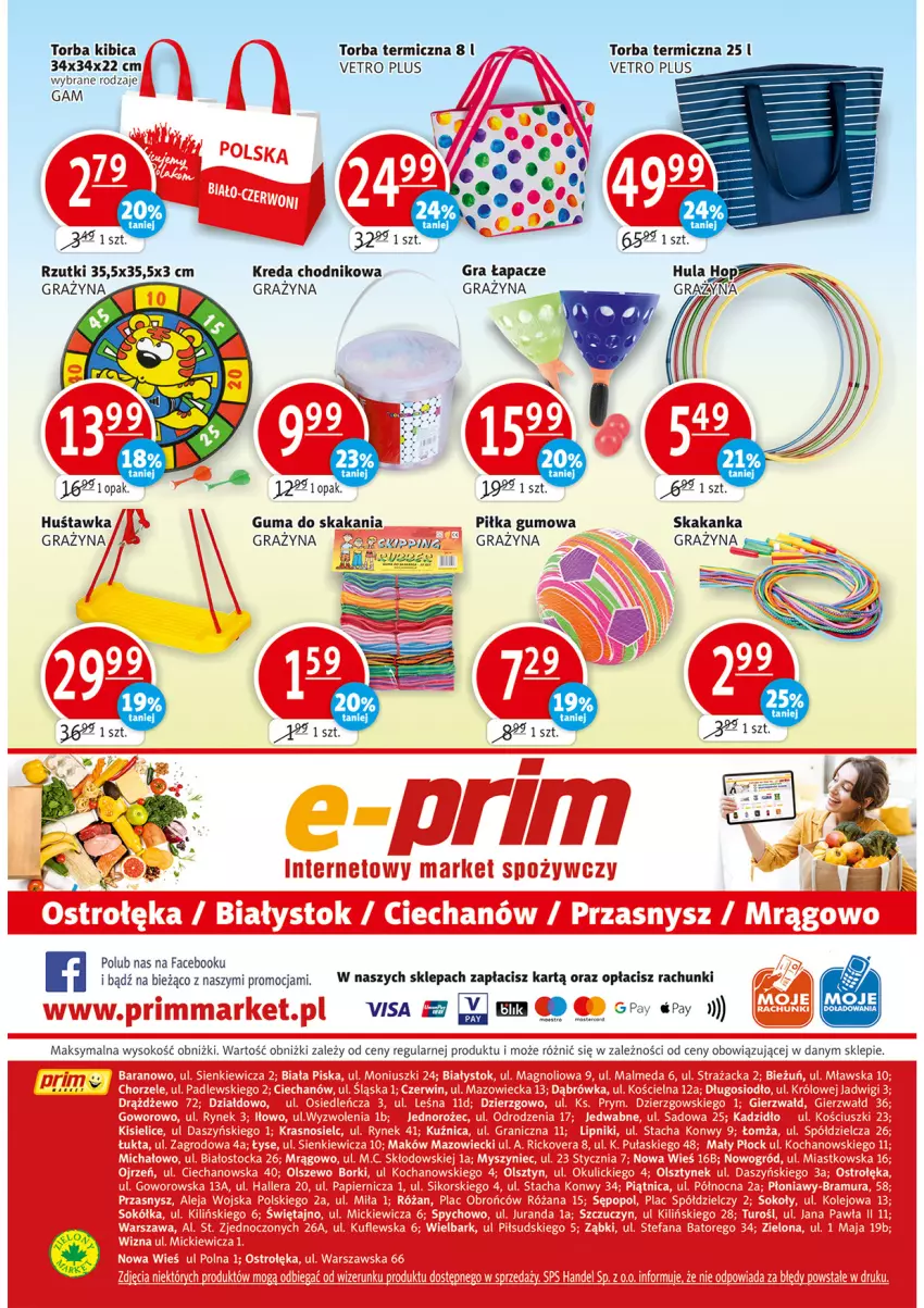 Gazetka promocyjna Prim Market - Gazetka - ważna 29.04 do 05.05.2021 - strona 16 - produkty: BIC, Chodnik, Fa, Gra, Huśtawka, Torba