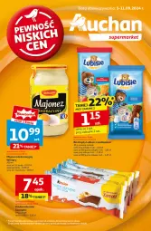 Gazetka promocyjna Auchan - Pewność Niskich Cen Supermarket - Gazetka - ważna od 11.09 do 11.09.2024 - strona 1 - produkty: Majonez, Lubisie, Winiary, Mleczna kanapka, Biszkopty, Kinder
