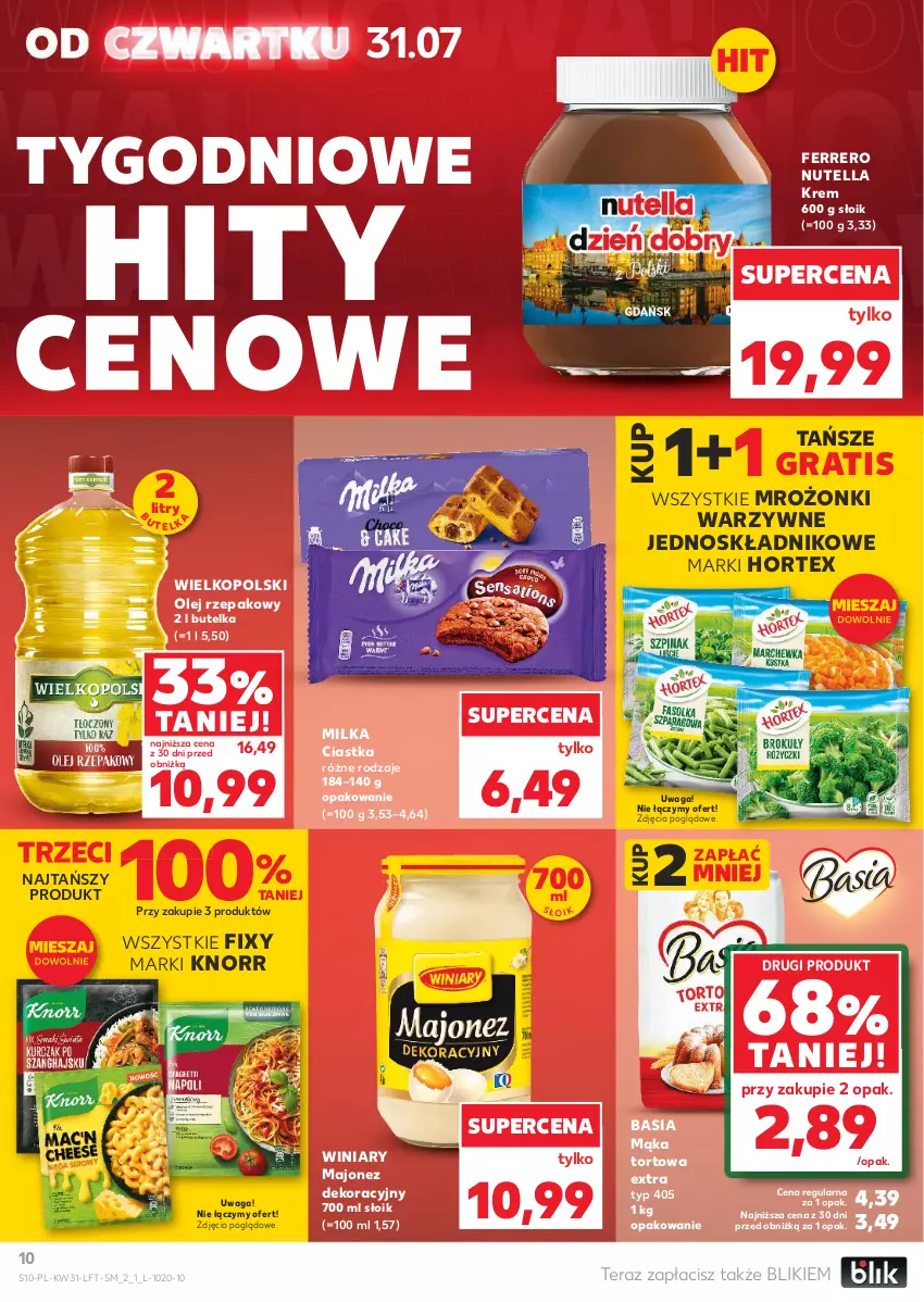 Gazetka promocyjna Kaufland - Gazetka tygodnia - ważna 31.07 do 06.08.2025 - strona 10 - produkty: Basia, Ciastka, Ferrero, Gra, Hortex, Knorr, Majonez, Mąka, Mąka tortowa, Milka, Nutella, Olej, Olej rzepakowy, Tera, Waga, Winiary