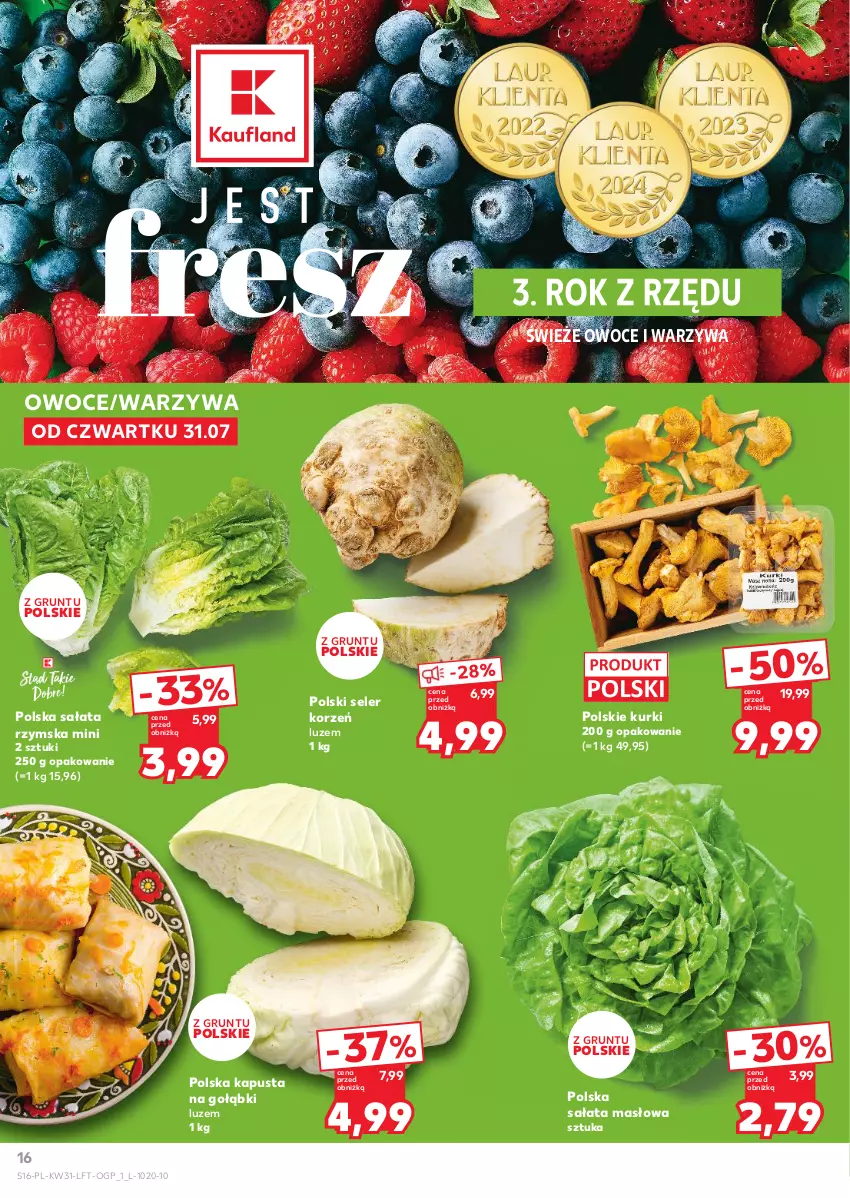 Gazetka promocyjna Kaufland - Gazetka tygodnia - ważna 31.07 do 06.08.2025 - strona 16 - produkty: Grunt, Masło, Owoce, Sałat, Sałata masłowa, Seler korzeń, Warzywa