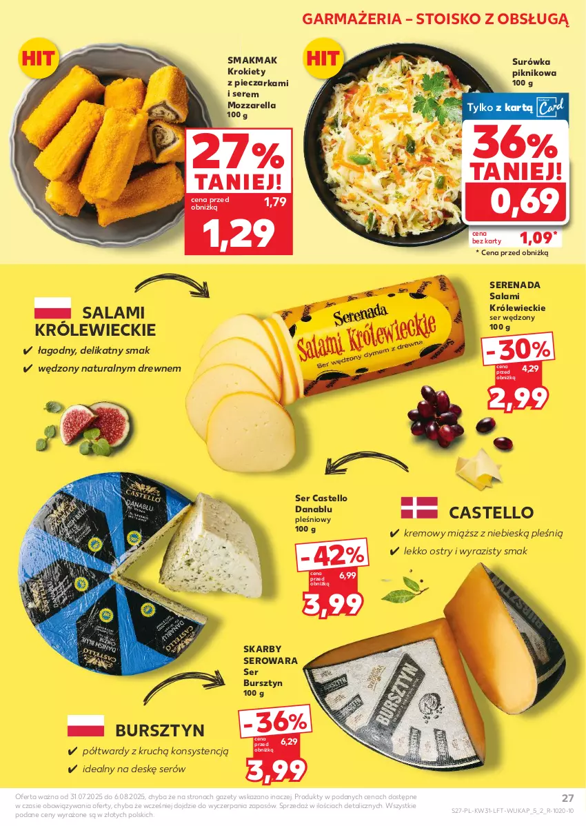 Gazetka promocyjna Kaufland - Gazetka tygodnia - ważna 31.07 do 06.08.2025 - strona 27 - produkty: Bursztyn, Krokiety, Mozzarella, Piec, Pieczarka, Salami, Ser, Surówka