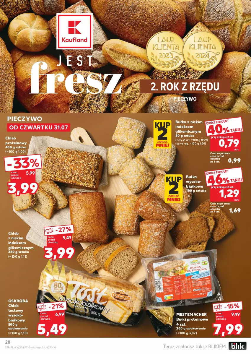 Gazetka promocyjna Kaufland - Gazetka tygodnia - ważna 31.07 do 06.08.2025 - strona 28 - produkty: Bułka, Chleb, Chleb proteinowy, Chleb tostowy, Piec, Pieczywo, Sok, Tera