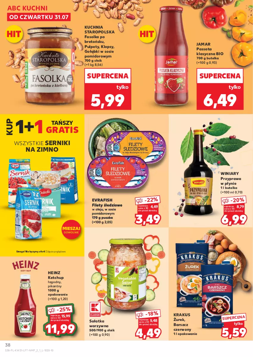 Gazetka promocyjna Kaufland - Gazetka tygodnia - ważna 31.07 do 06.08.2025 - strona 38 - produkty: Fa, Gra, Heinz, Ketchup, Krakus, Kuchnia, Kuchnia Staropolska, Olej, Przyprawa w płynie, Pulpety, Sałat, Sałatka, Sałatka warzywna, Ser, Sos, Waga, Winiary