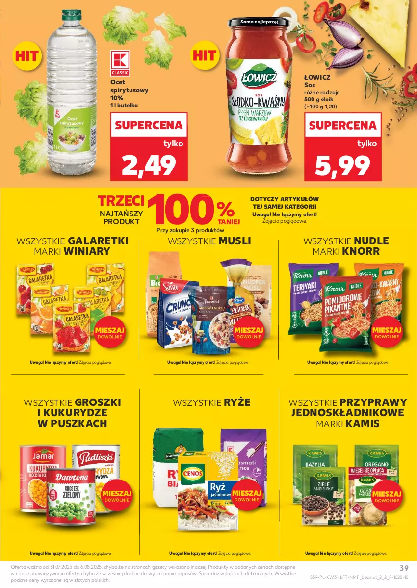 Gazetka promocyjna Kaufland - Gazetka tygodnia - ważna 31.07 do 06.08.2025 - strona 39 - produkty: Gala, Galaretki, Kamis, Knorr, Mus, Ocet, Przyprawy, Ryż, Sos, Waga, Winiary