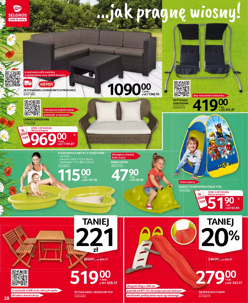 Gazetka promocyjna Selgros - Oferta przemysłowa - ważna 06.04 do 14.04.2021 - strona 28 - produkty: Fa, Huśtawka, Kotek, Namiot, Sofa, Sofa narożna, Stolik, Stolik kawowy