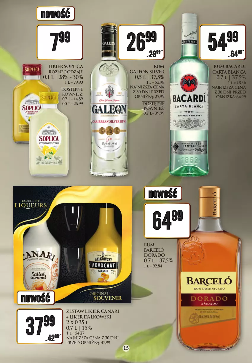 Gazetka promocyjna Dino - Katalog alkoholowy 20-25.11 - ważna 20.11 do 25.11.2023 - strona 15 - produkty: Bacardi, Leon, Likier, Rum, Soplica