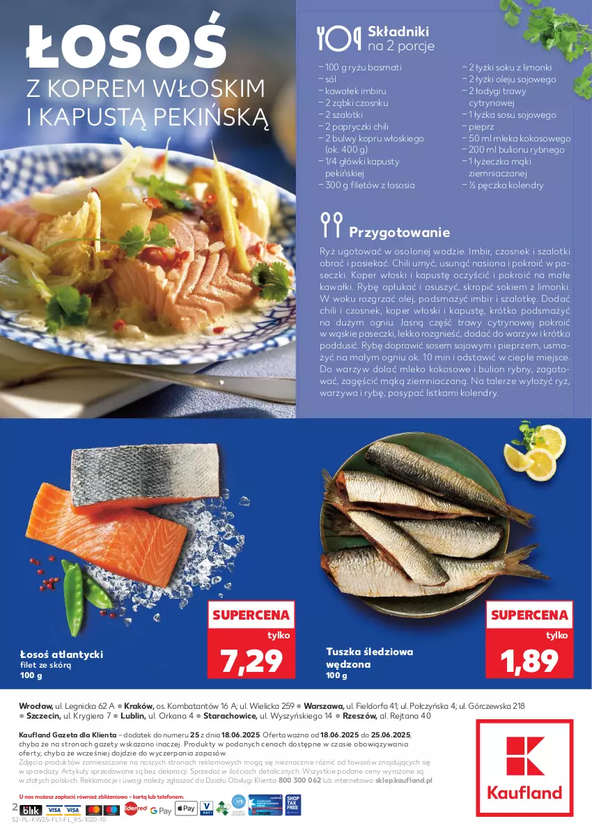 Gazetka promocyjna Kaufland - Kaufland - ważna 18.06 do 25.06.2025 - strona 2 - produkty: Bulion, Czosnek, Fa, Imbir, Kapustą, Kawa, Kokos, Koper włoski, Lion, Mleko, Mleko kokosowe, Olej, Orka, Pieprz, Por, Ryż, Sok, Sól, Sos, Szal, Talerz, Tusz, Tuszka śledziowa, Tuszka śledziowa wędzona, Wagi, Wałek, Warzywa