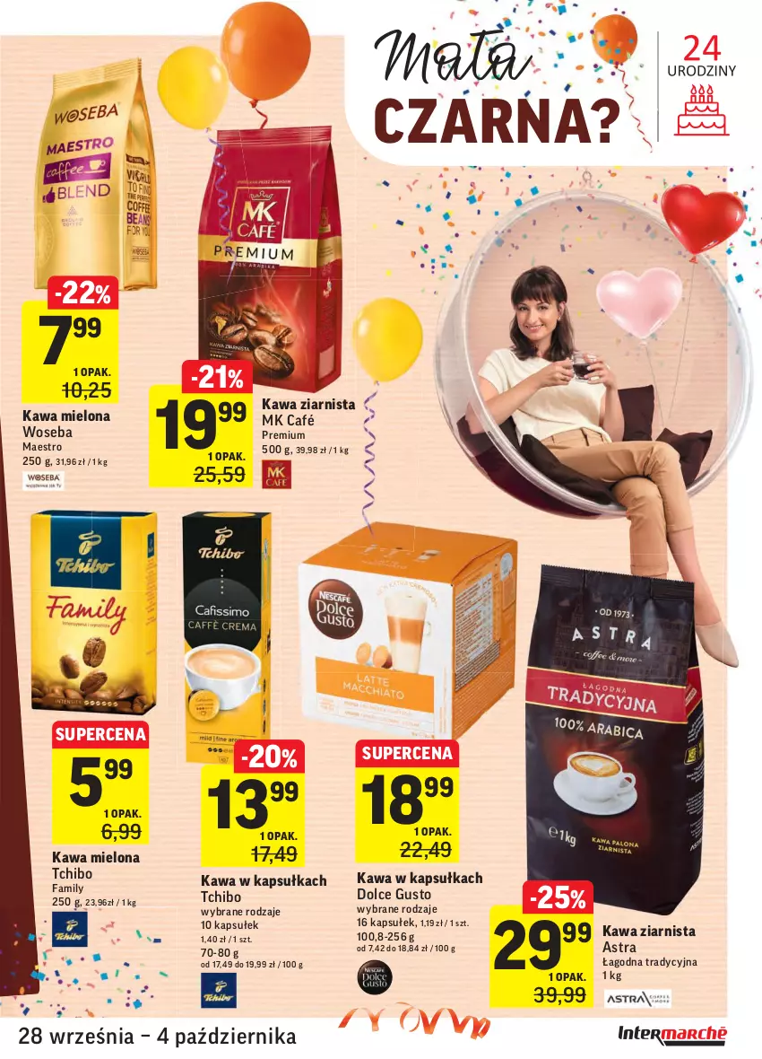 Gazetka promocyjna Intermarche - Gazetka promocyjna - ważna 28.09 do 04.10.2021 - strona 29 - produkty: Dolce Gusto, Fa, Kawa, Kawa mielona, Kawa ziarnista, Tchibo, Tchibo Family, Woseba