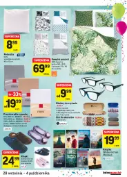 Gazetka promocyjna Intermarche - Gazetka promocyjna - Gazetka - ważna od 04.10 do 04.10.2021 - strona 45 - produkty: Klapki, Por, Kołdra, Pościel, Książka, Prześcieradło, Wełna, Okulary do czytania, Poduszka