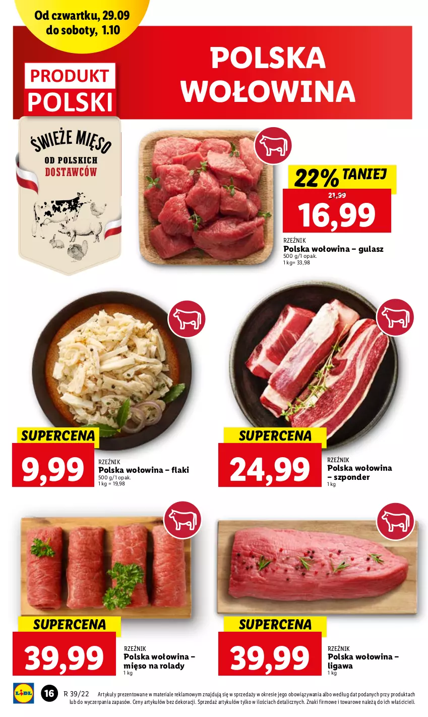 Gazetka promocyjna Lidl - GAZETKA - ważna 29.09 do 01.10.2022 - strona 16 - produkty: Flaki, Mięso, Wołowina