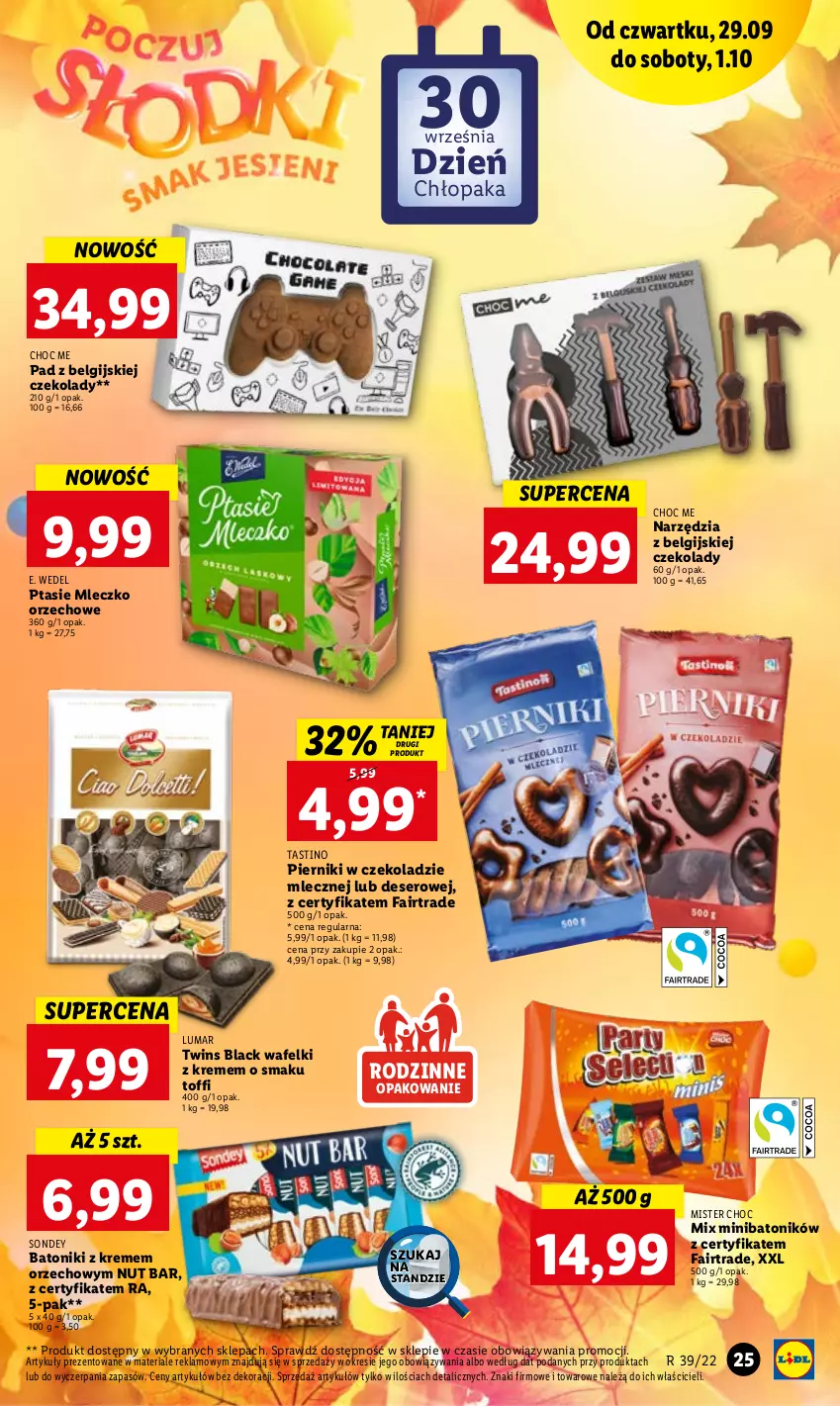 Gazetka promocyjna Lidl - GAZETKA - ważna 29.09 do 01.10.2022 - strona 25 - produkty: Baton, Deser, E. Wedel, Fa, Lack, LG, Mleczko, Piernik, Pierniki w czekoladzie, Ptasie mleczko, Ser, Tonik